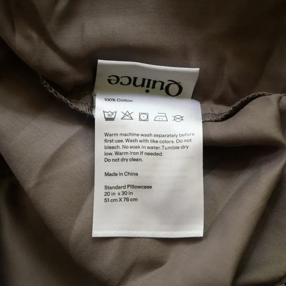 Quince Pillowcase  Set of  2 Signature Giza Cotton Sateen Pillowcase Stone NEW